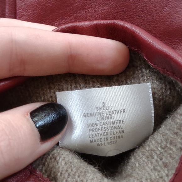 NWT red leather and cashmere lined gloves! - Picture 4 of 5
